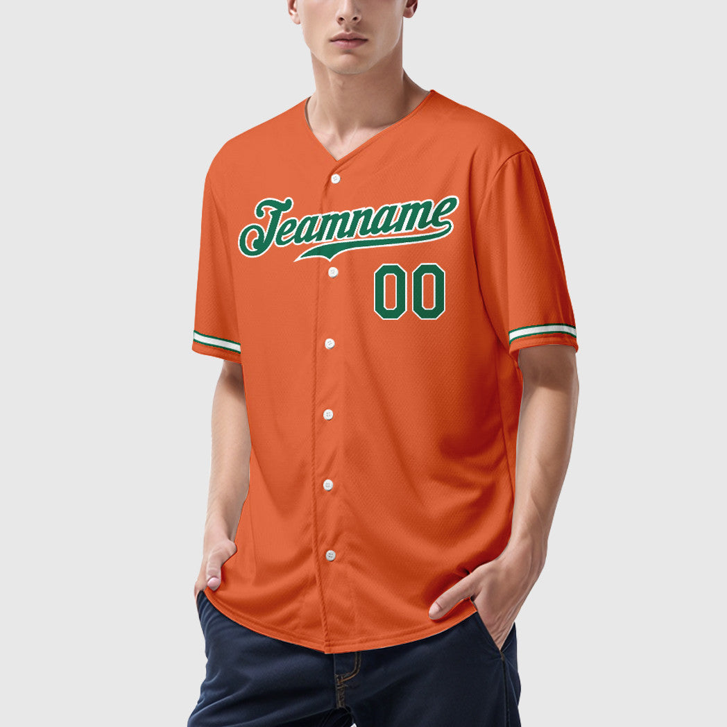 Custom Orange Kelly Green Kelly Green-White Baseball Jersey