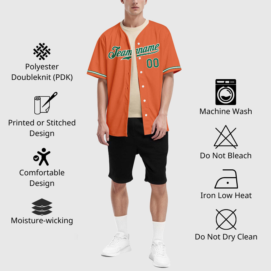 Custom Orange Kelly Green Kelly Green-White Baseball Jersey