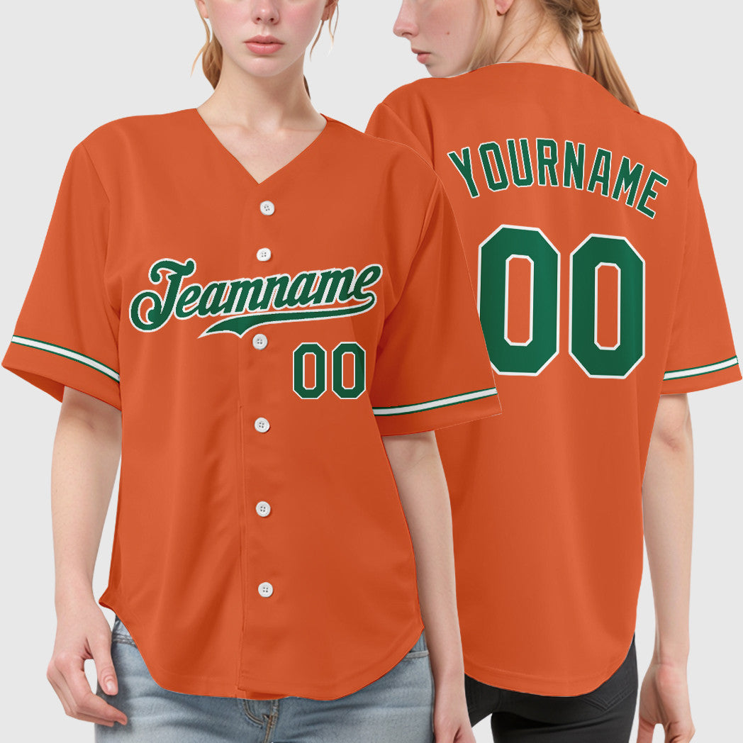 Custom Orange Kelly Green Kelly Green-White Baseball Jersey