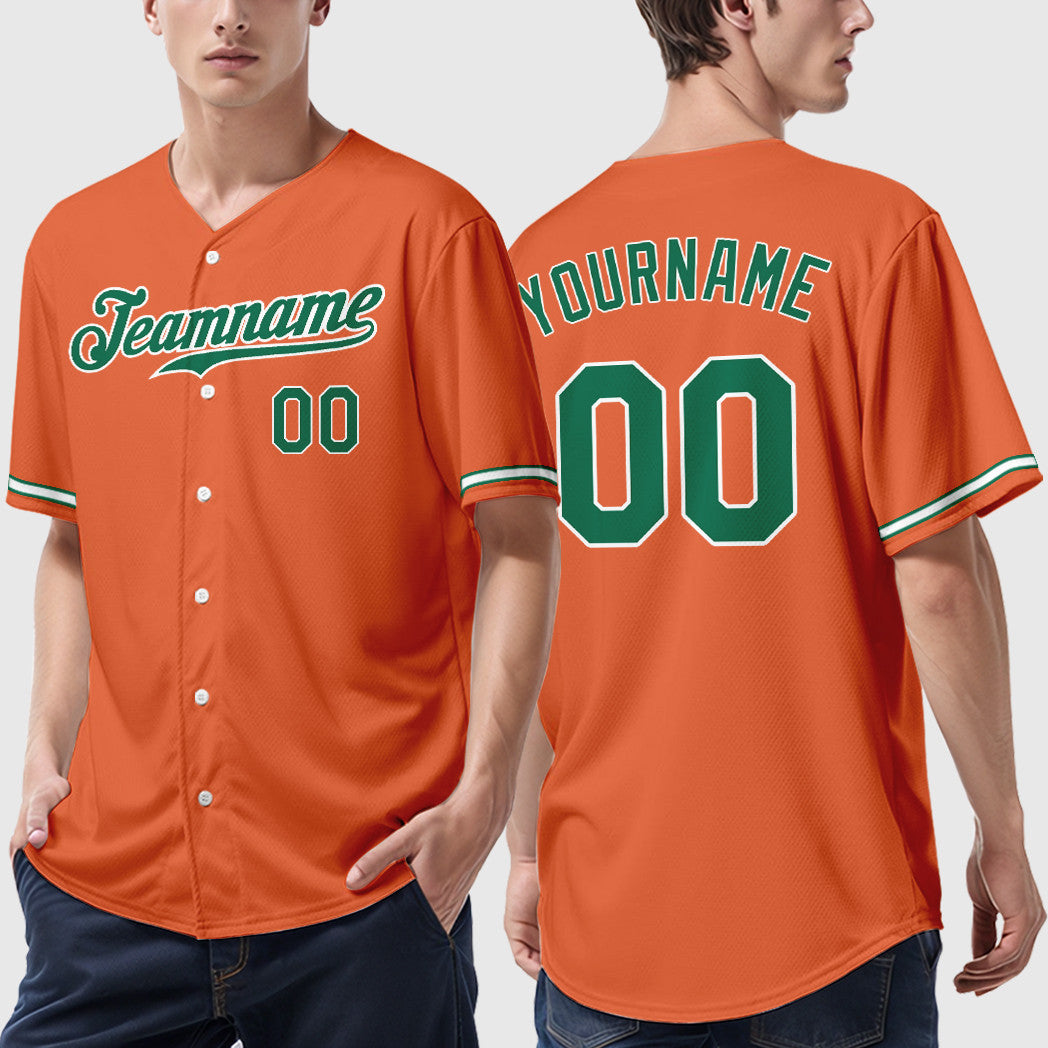 Custom Orange Kelly Green Kelly Green-White Baseball Jersey