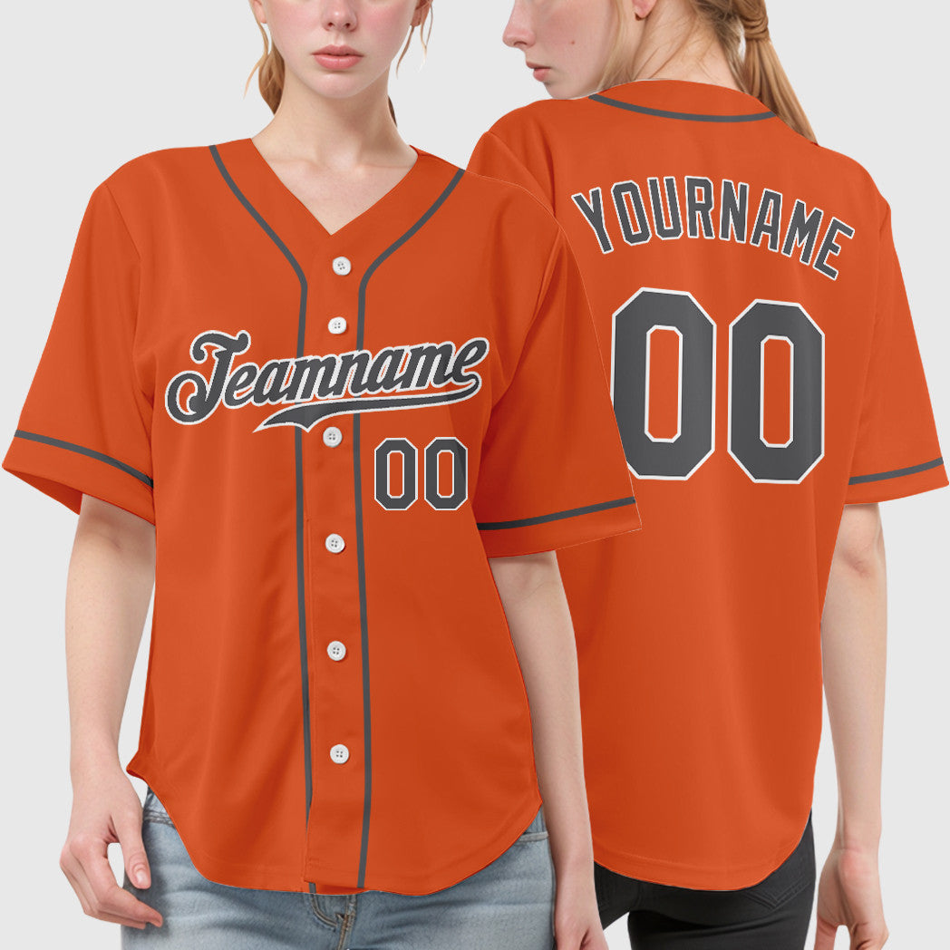 Custom Orange White Steel Gray Sleeve Baseball Jersey