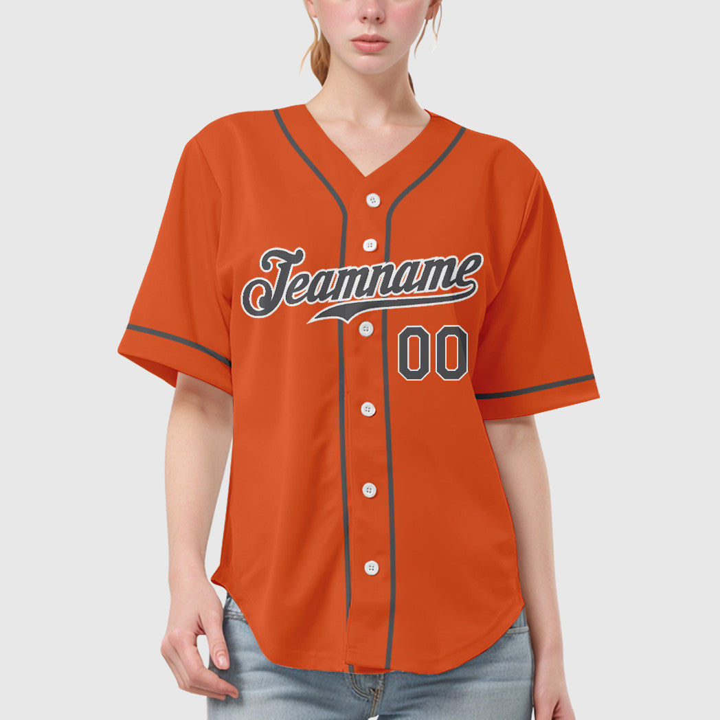 Custom Orange White Steel Gray Sleeve Baseball Jersey