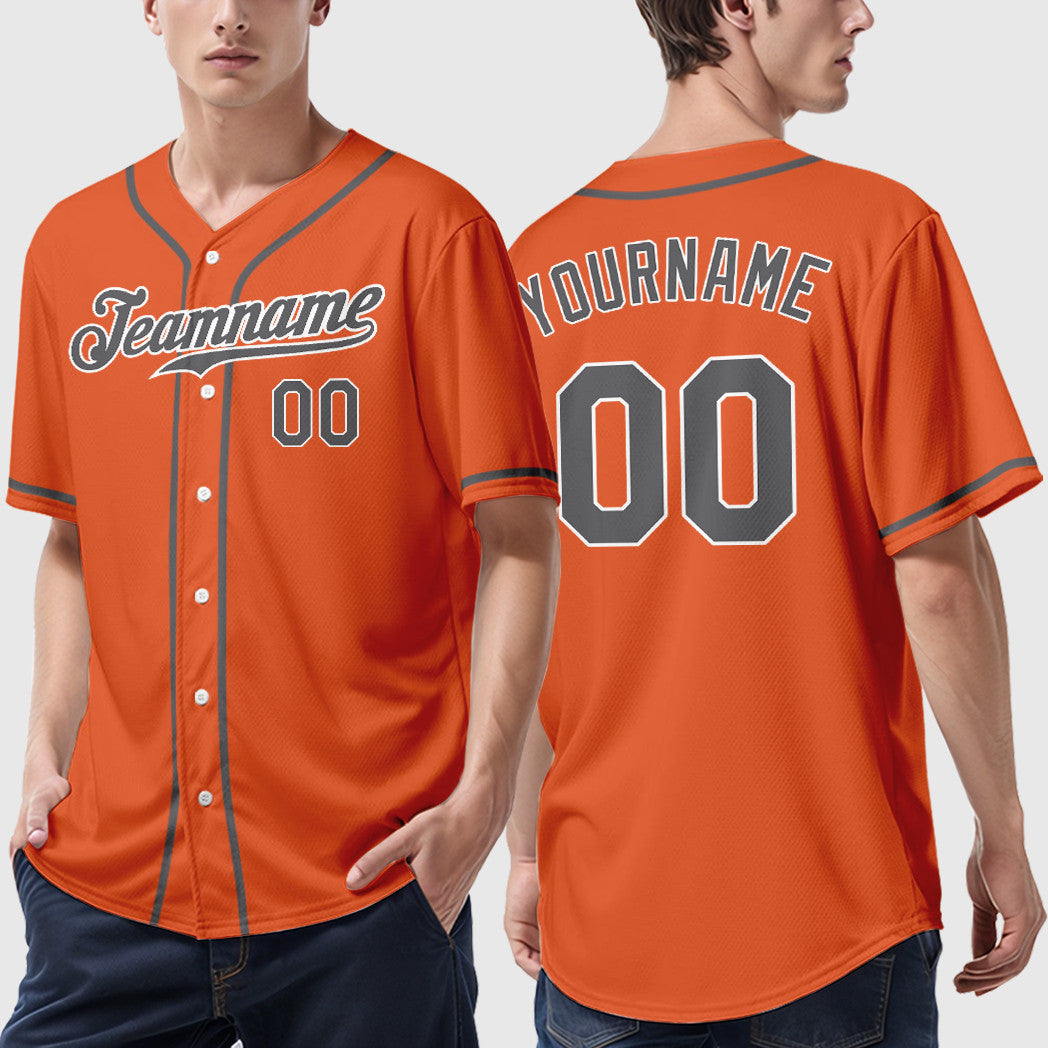 Custom Orange White Steel Gray Sleeve Baseball Jersey