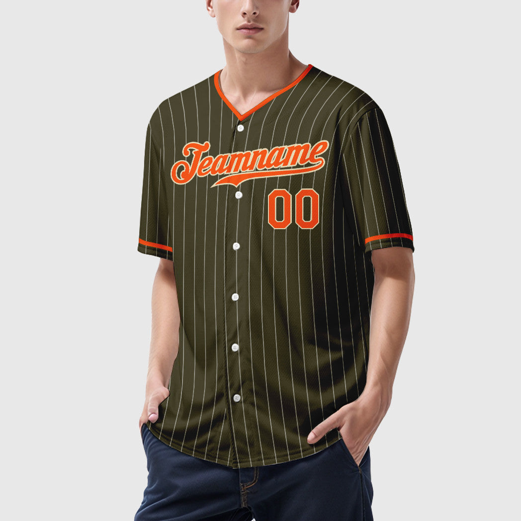 Custom Olive City Cream Orange Pinstripe Salute To Service Baseball Jersey