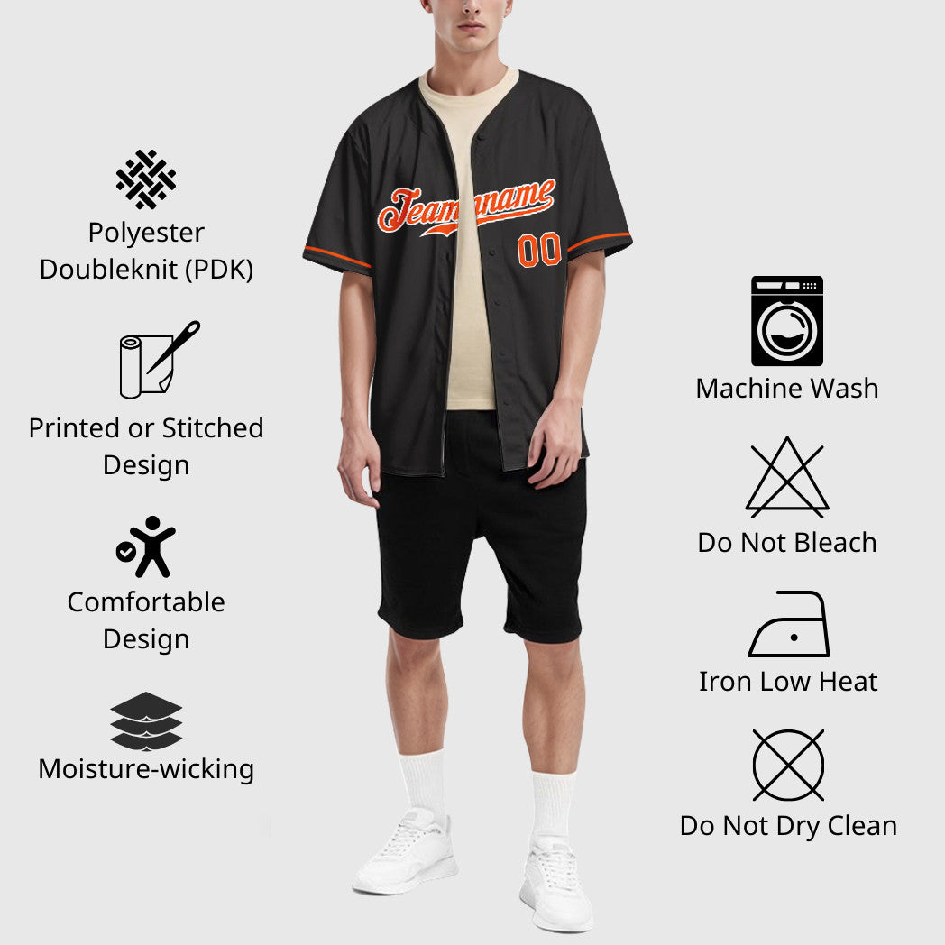 Custom Black Orange Orange-White Baseball Jersey