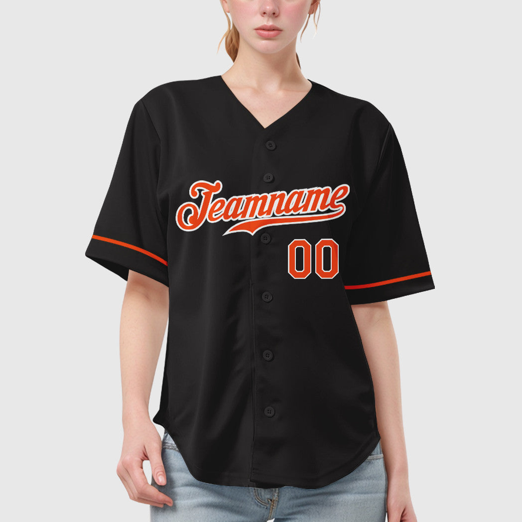 Custom Black Orange Orange-White Baseball Jersey