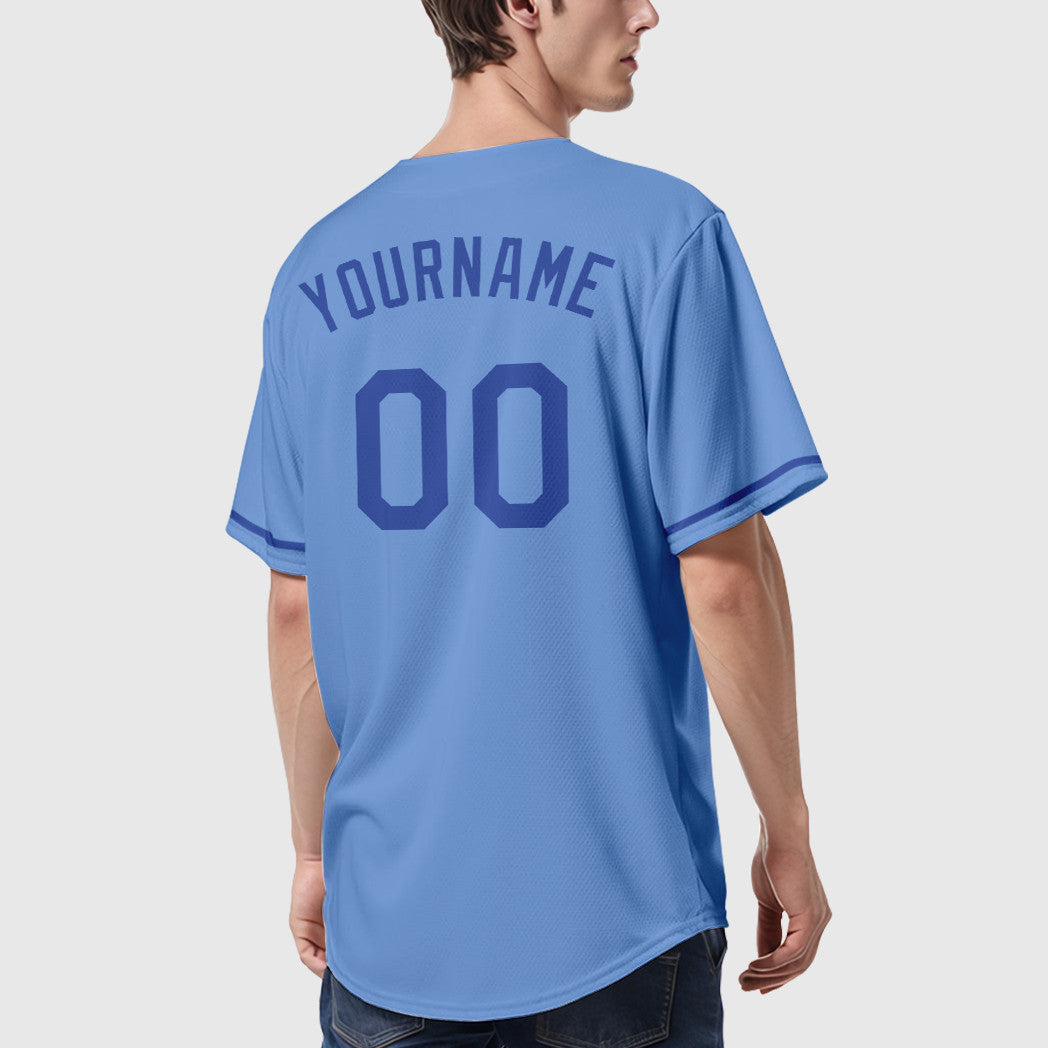 Custom Light Blue White Royal Baseball Jersey