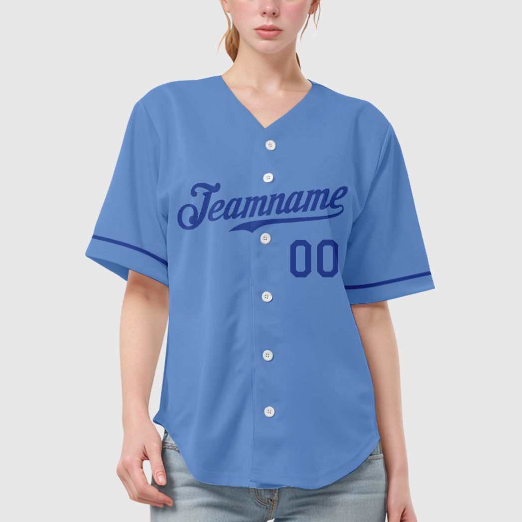 Custom Light Blue White Royal Baseball Jersey