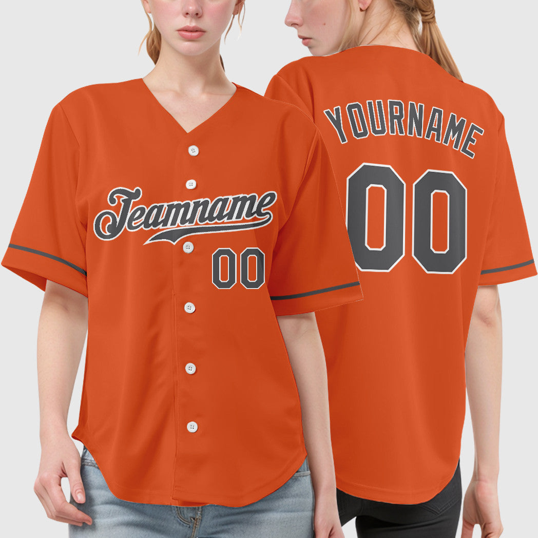 Custom Orange White Steel Gray Baseball Jersey