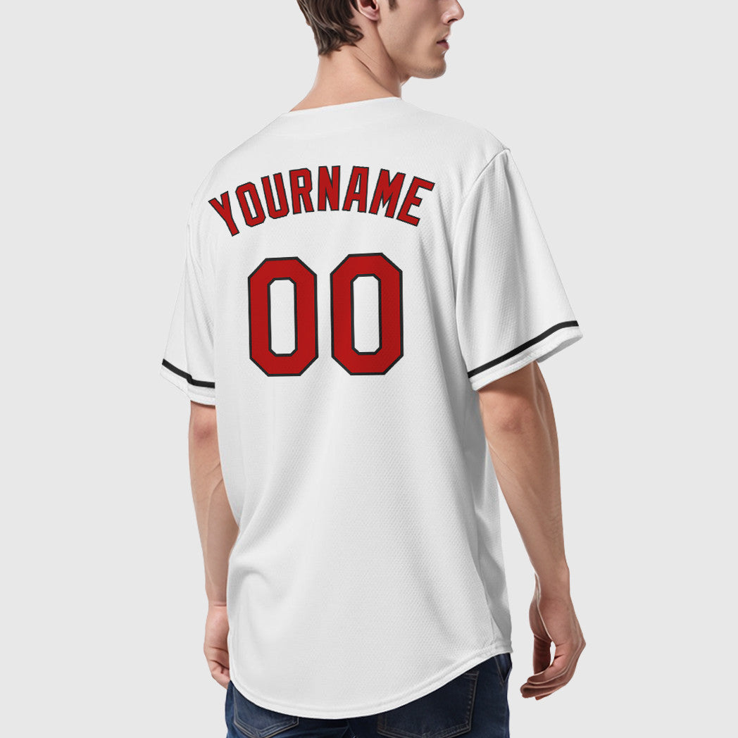 Custom White Red Red-Black Baseball Jersey