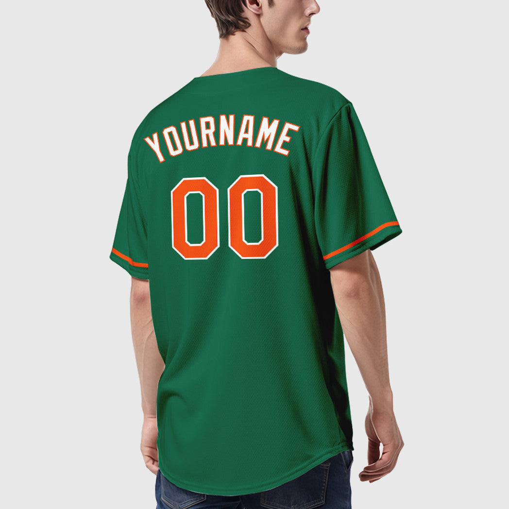Custom Kelly Green White Orange-White Baseball Jersey