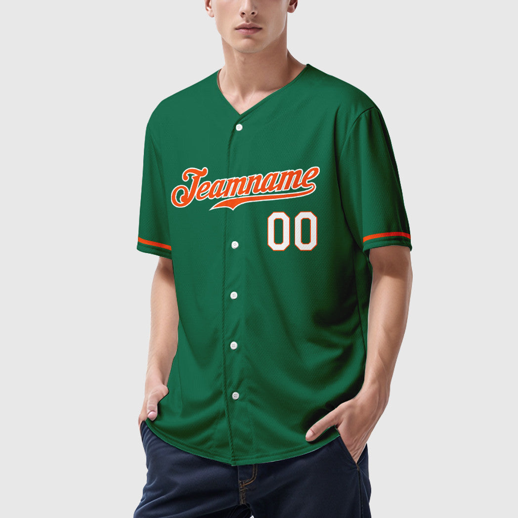 Custom Kelly Green White Orange-White Baseball Jersey