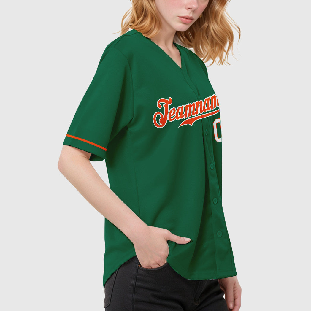 Custom Kelly Green White Orange-White Baseball Jersey