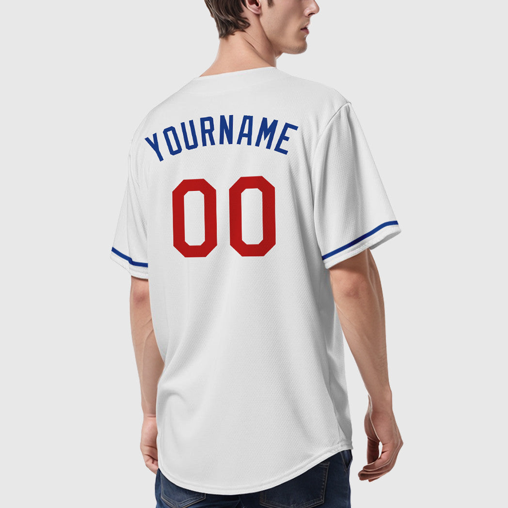 Custom White Royal Red Baseball Jersey