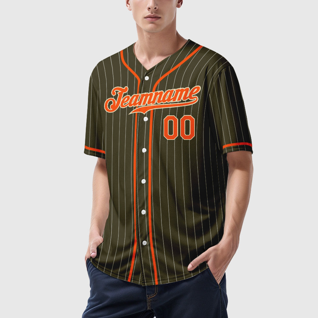 Custom Olive City Cream Orange Piping Pinstripe Salute To Service Baseball Jersey