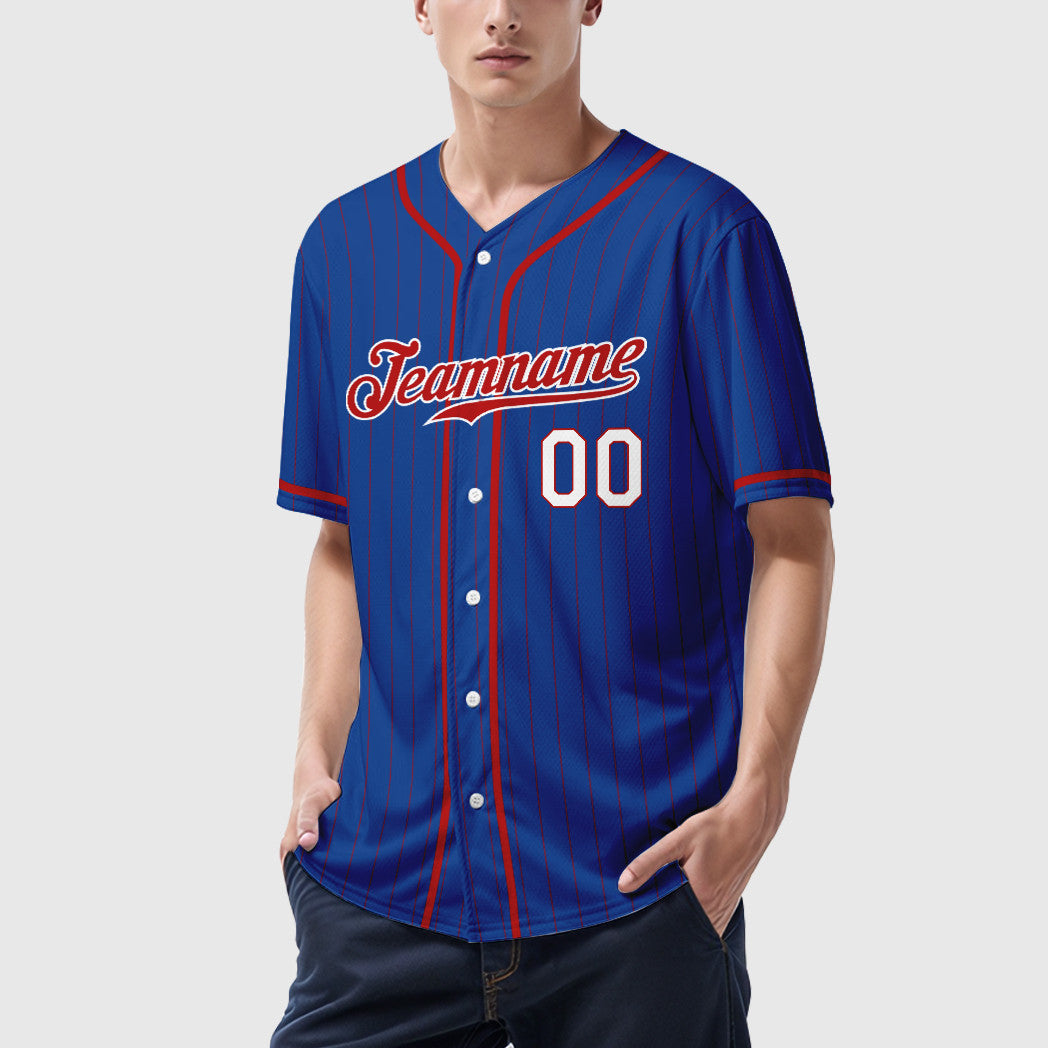 Custom Royal Red Red-White Piping Pinstripe Baseball Jersey