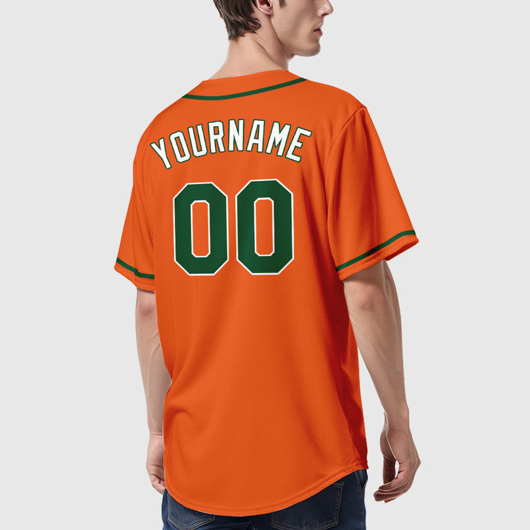 Custom Orange White Green-White Sleeve Baseball Jersey