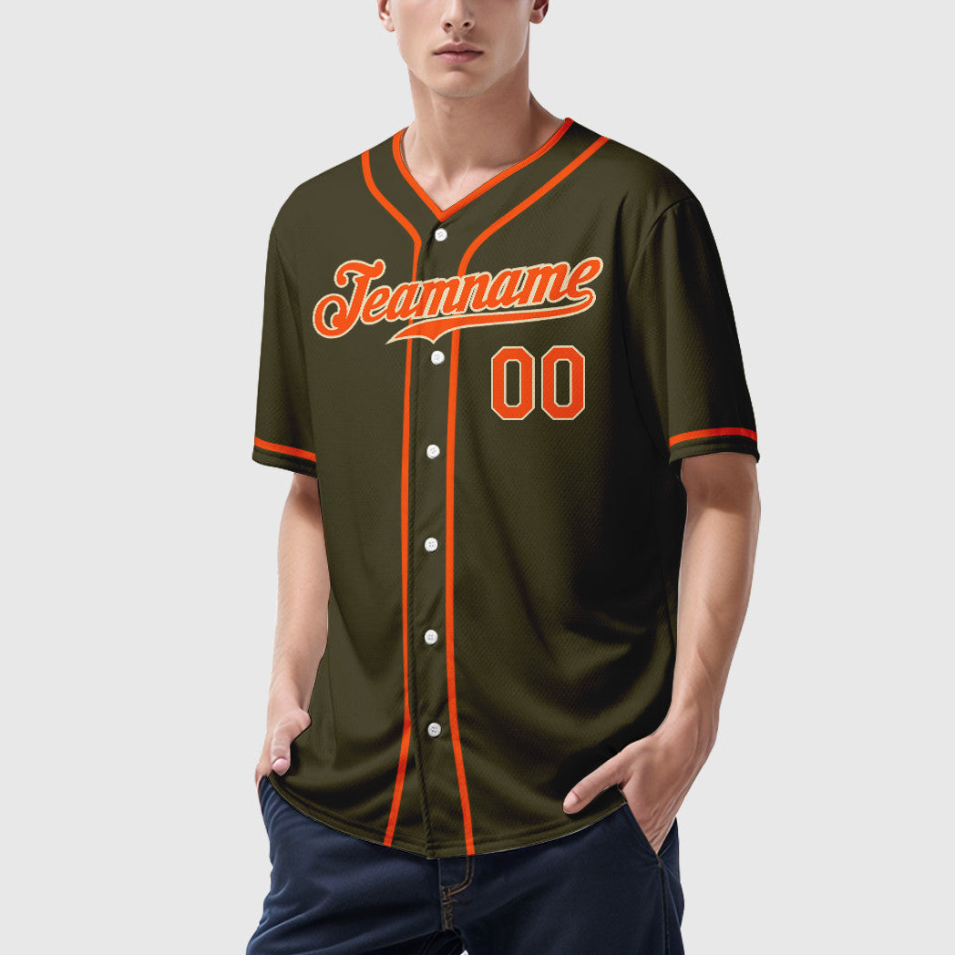 Custom Olive City Cream Orange Piping Salute To Service Baseball Jersey