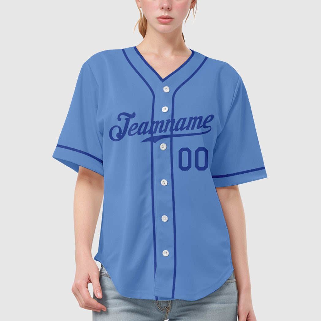 Custom Light Blue White Royal Piping Baseball Jersey