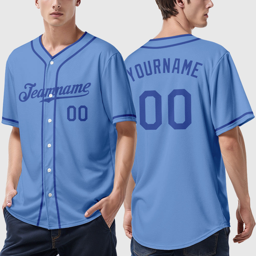 Custom Light Blue White Royal Piping Baseball Jersey