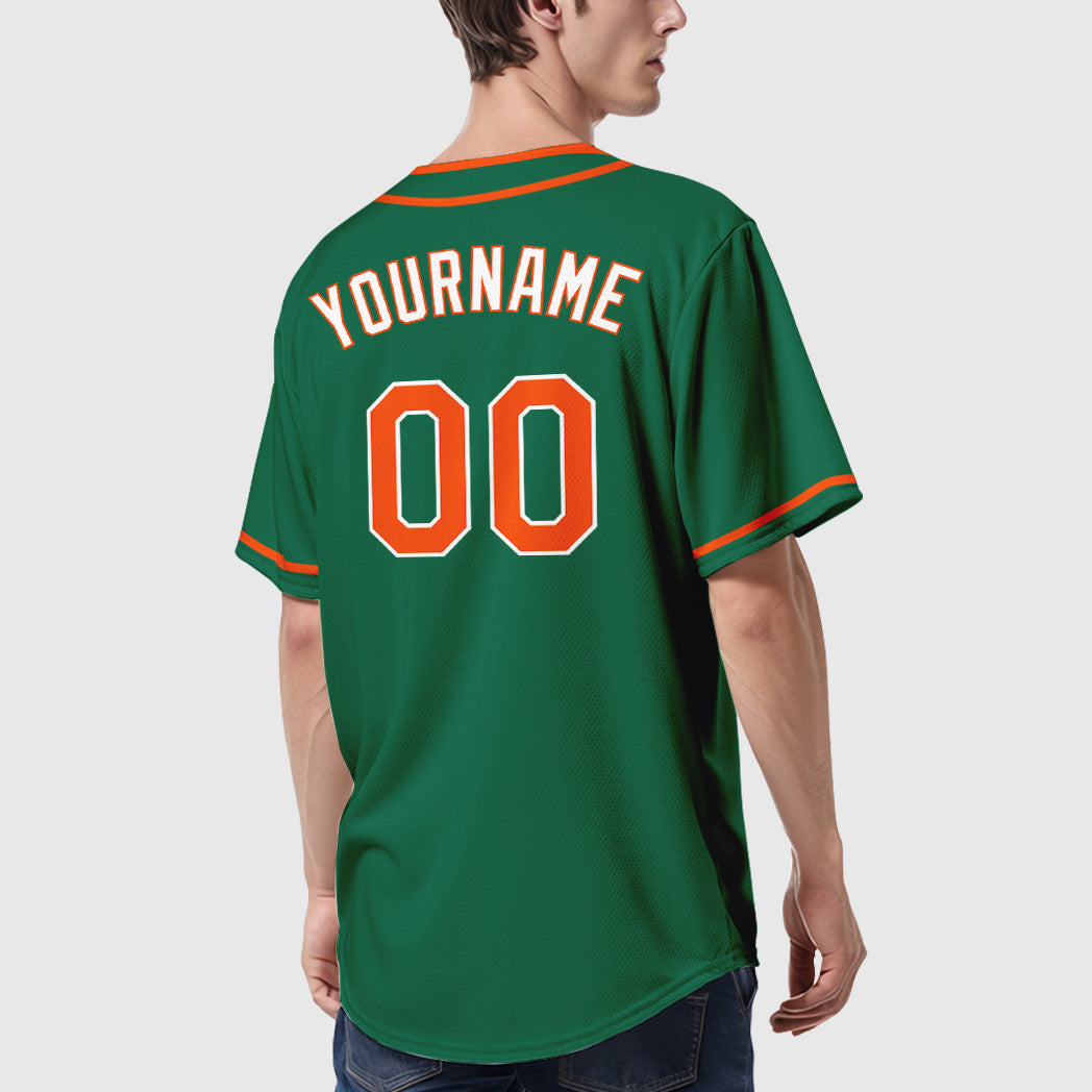 Custom Kelly Green White Orange-White Piping Baseball Jersey