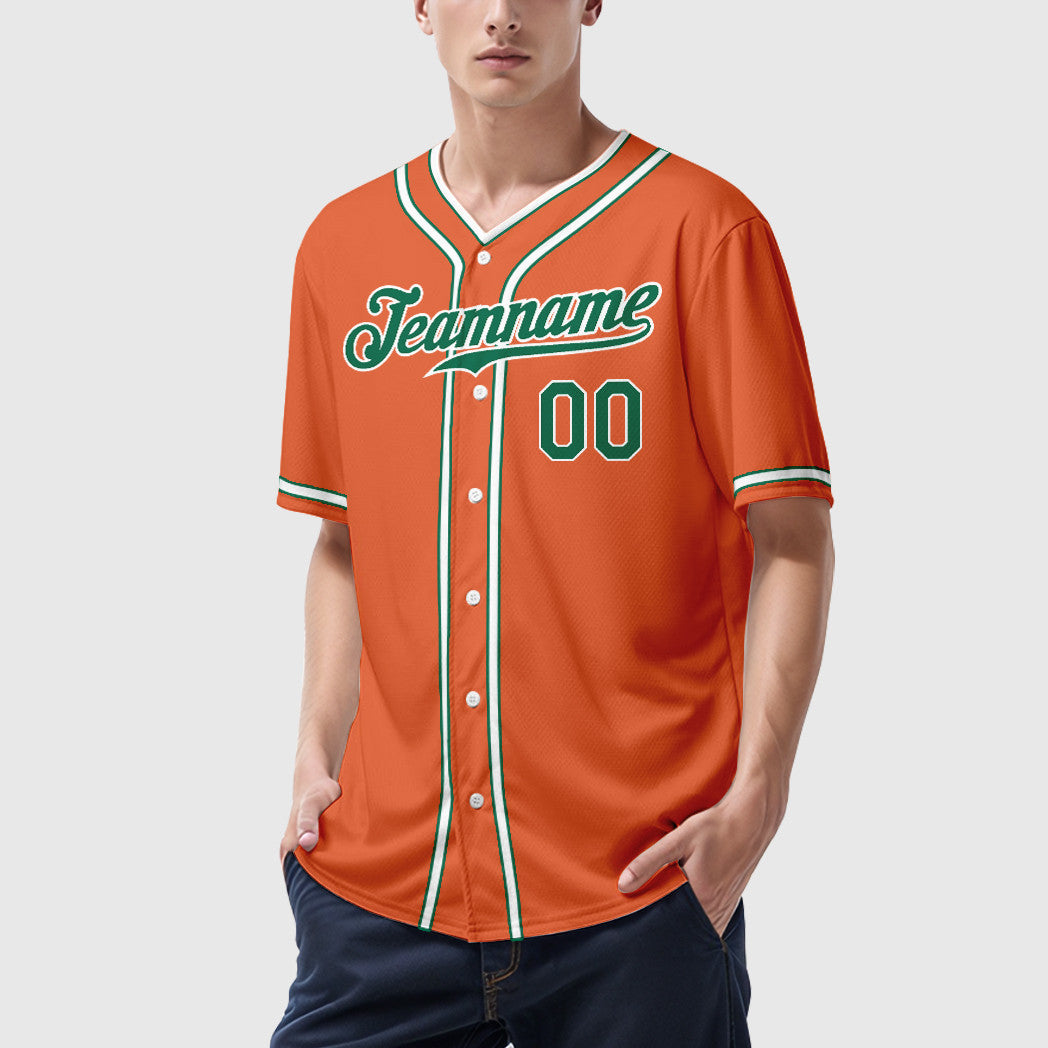 Custom Orange Kelly Green Kelly Green-White Piping Baseball Jersey