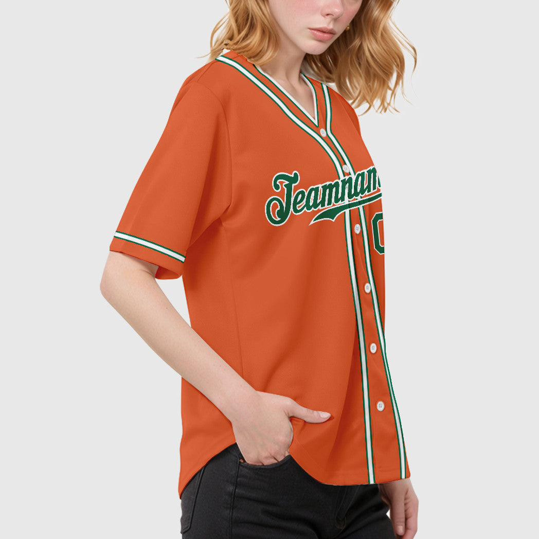Custom Orange Kelly Green Kelly Green-White Piping Baseball Jersey