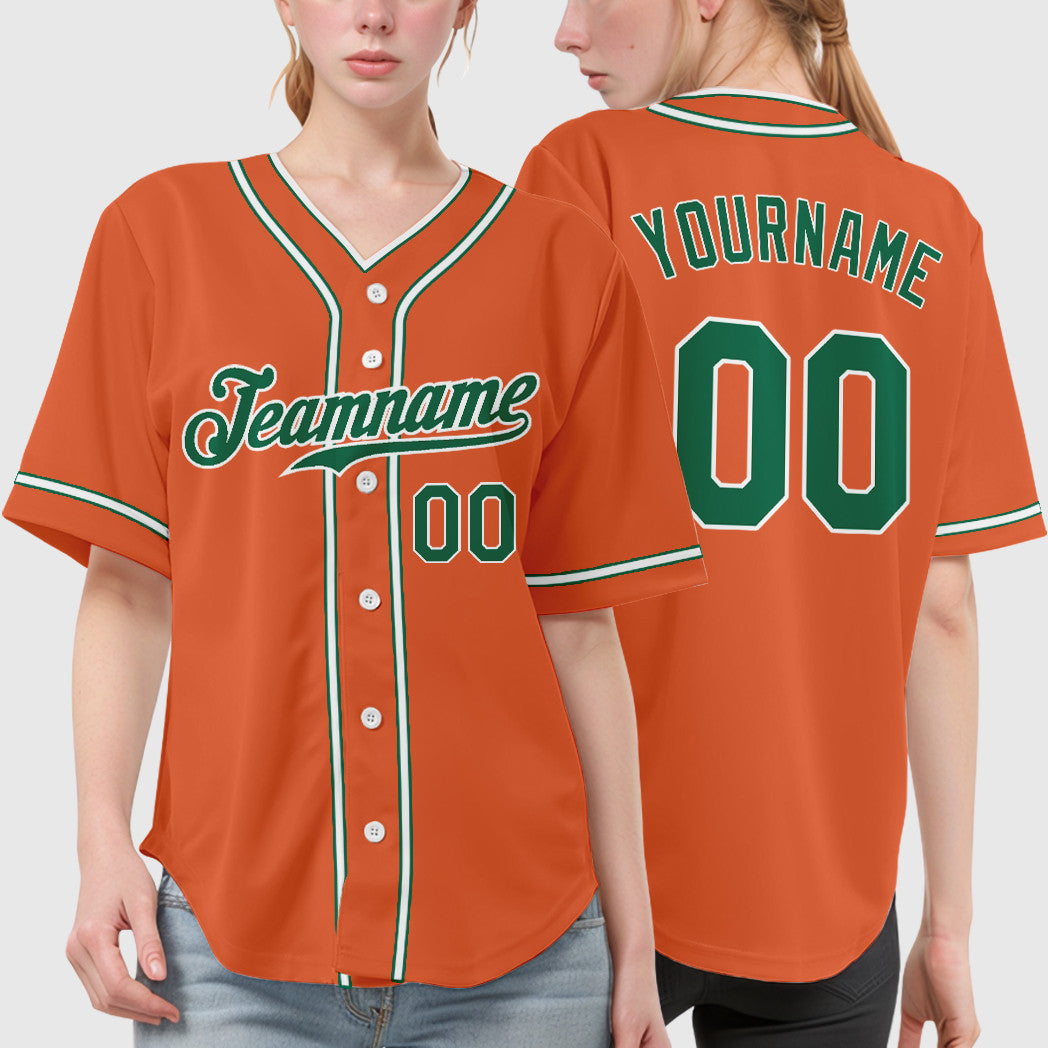 Custom Orange Kelly Green Kelly Green-White Piping Baseball Jersey