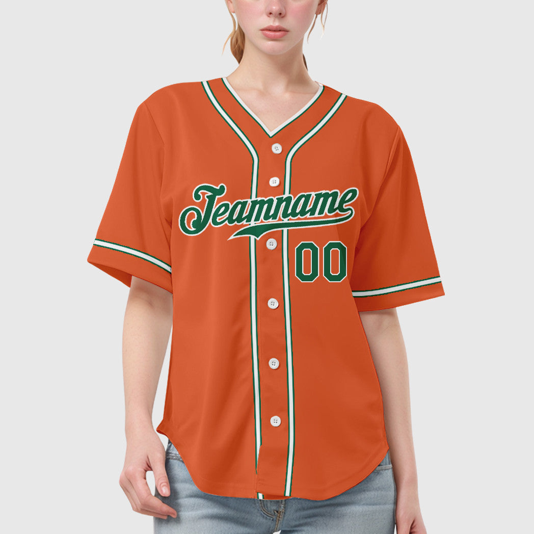 Custom Orange Kelly Green Kelly Green-White Piping Baseball Jersey