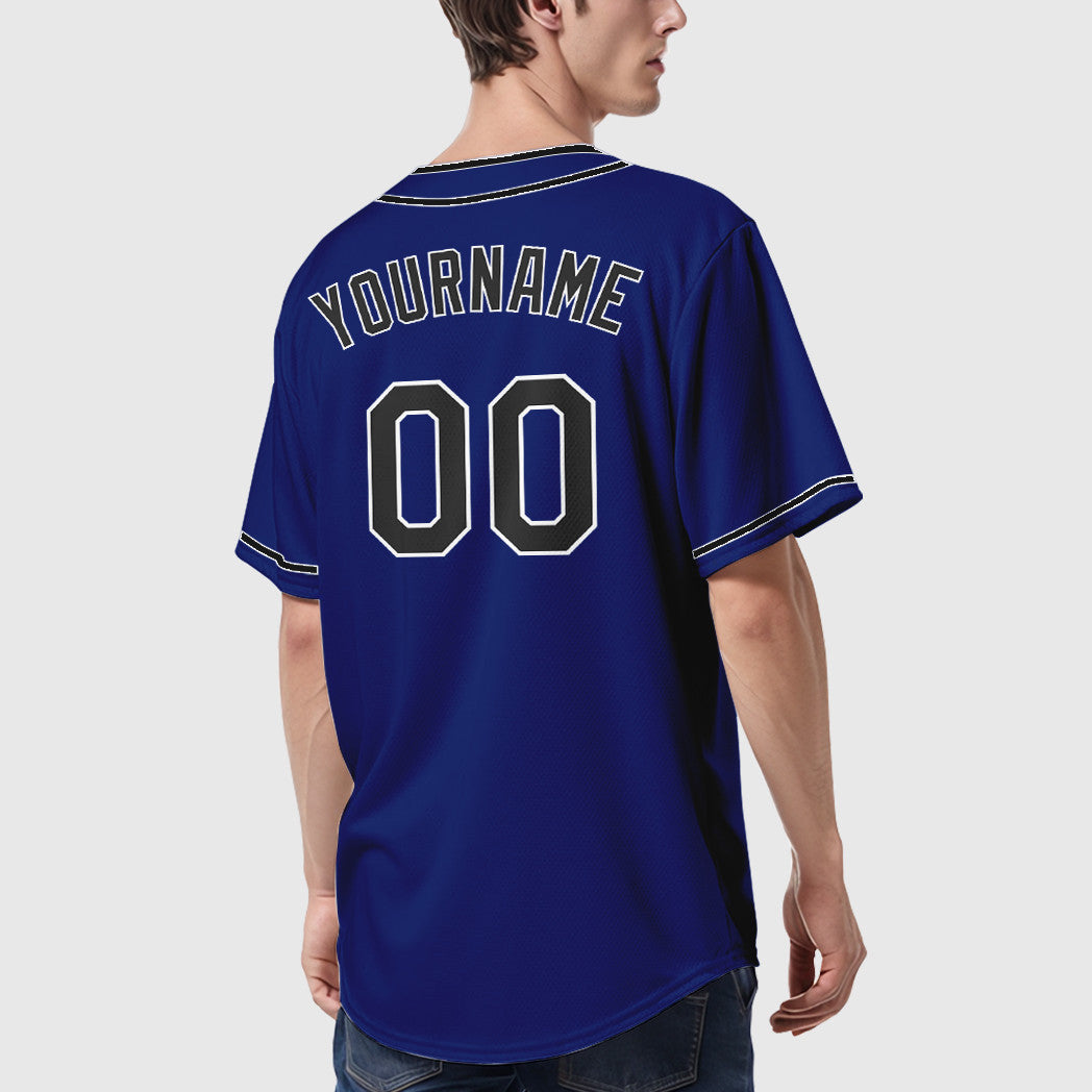 Custom Royal White Black Piping Baseball Jersey