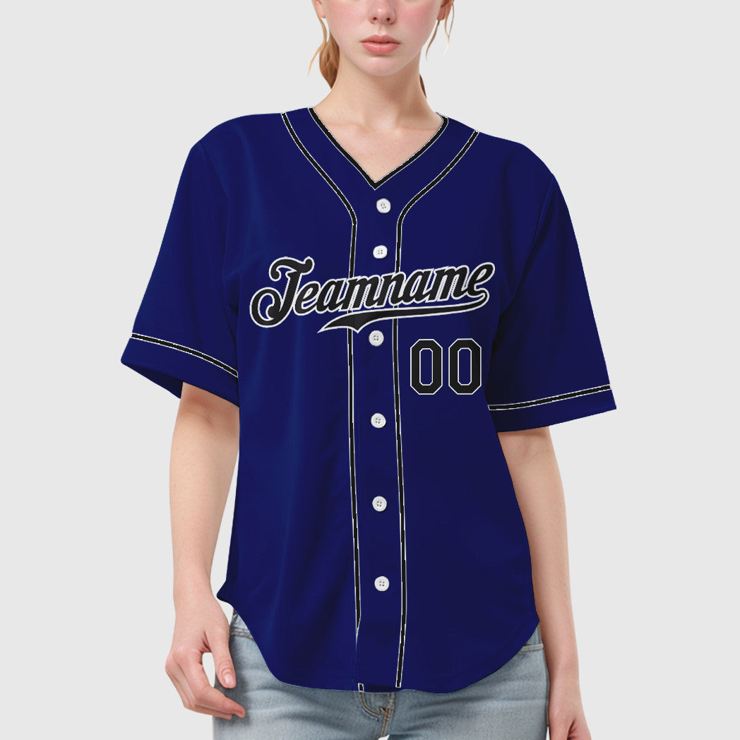 Custom Royal White Black Piping Baseball Jersey