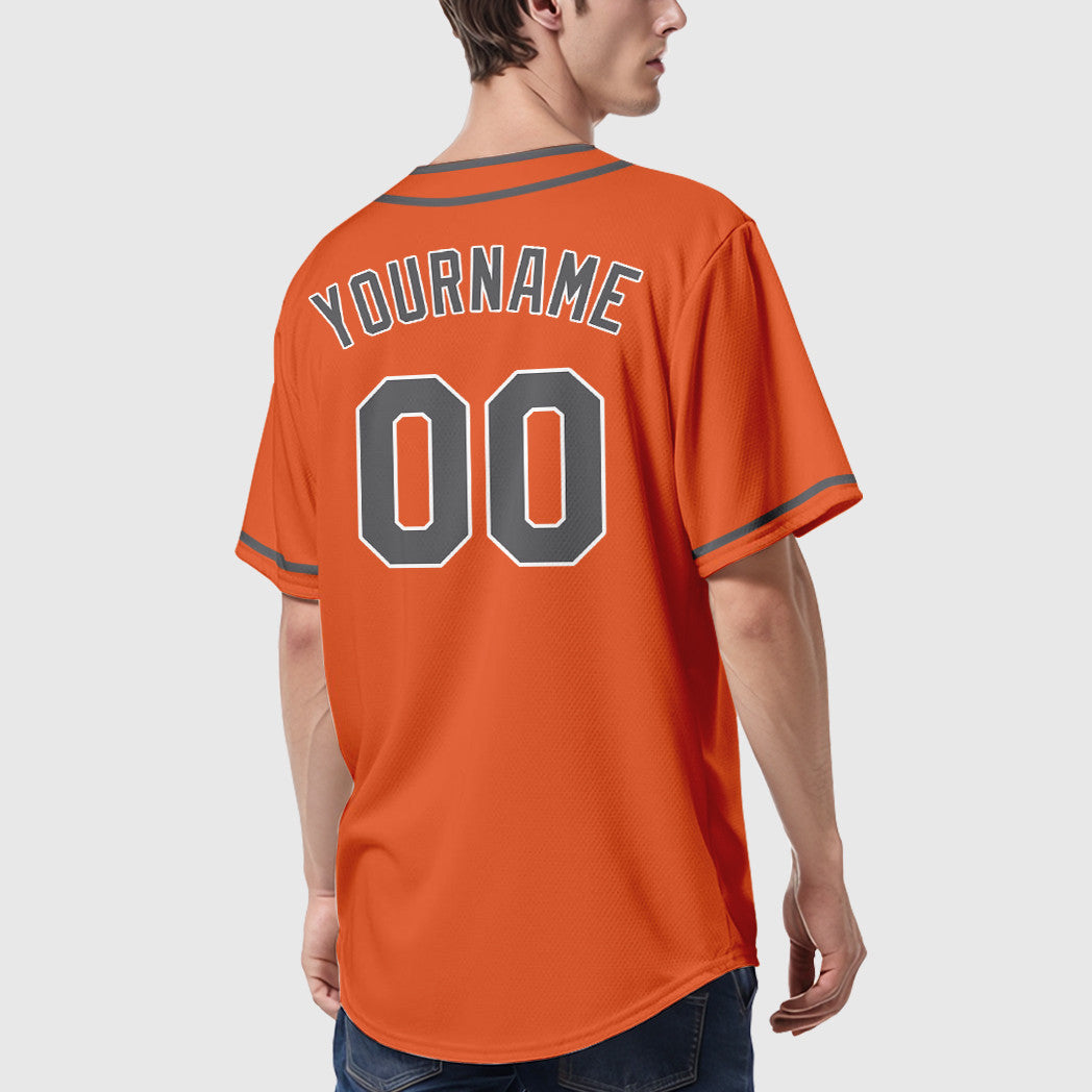 Custom Orange White Steel Gray Piping Baseball Jersey
