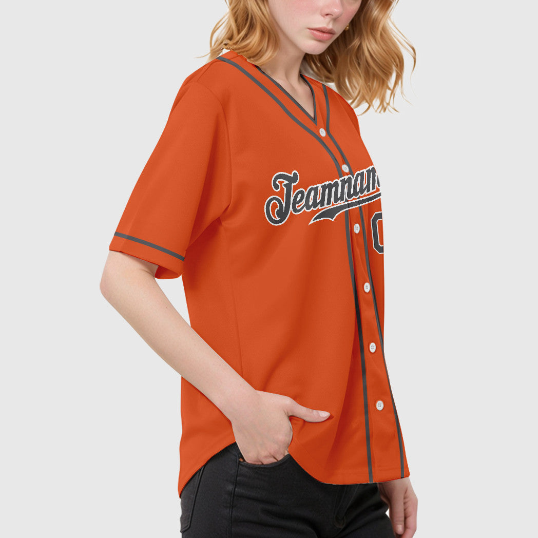 Custom Orange White Steel Gray Piping Baseball Jersey