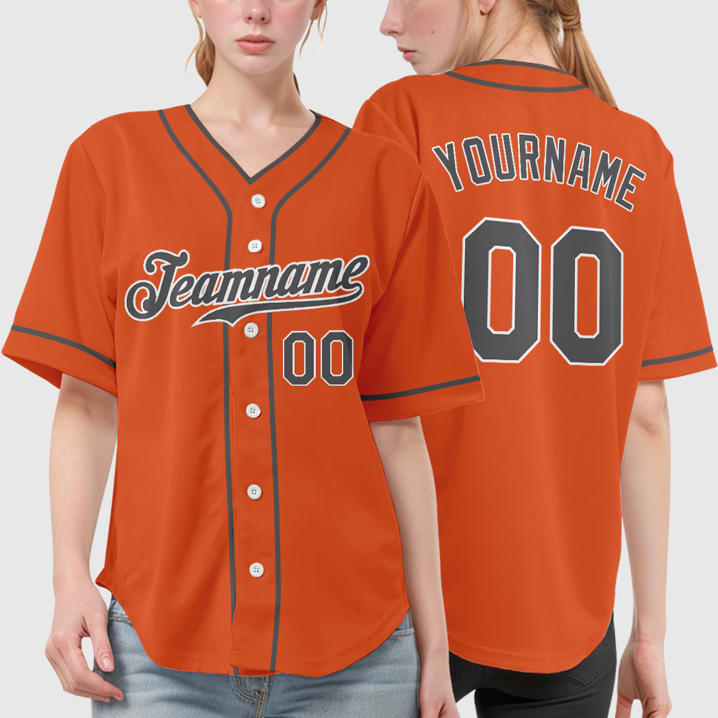 Custom Orange White Steel Gray Piping Baseball Jersey