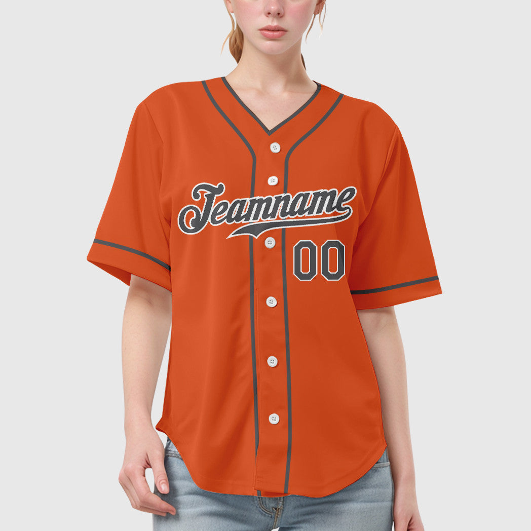 Custom Orange White Steel Gray Piping Baseball Jersey
