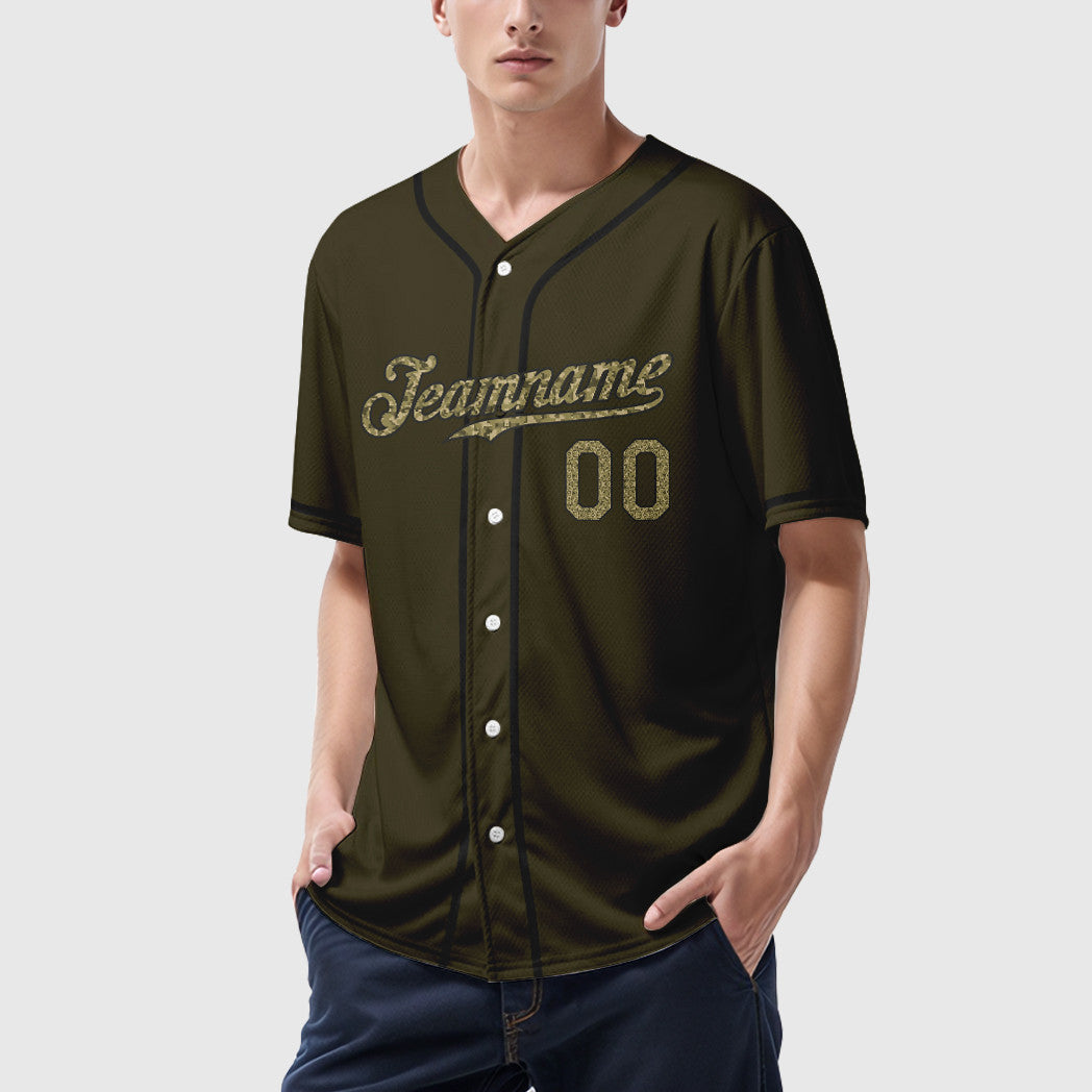 Custom Olive City Cream Camo-Black Sleeve Salute To Service Baseball Jersey