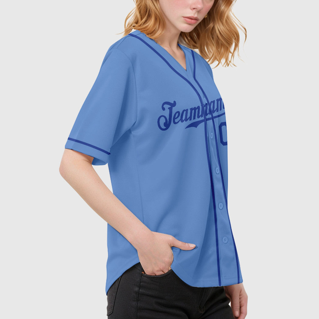 Custom Light Blue White Royal Sleeve Baseball Jersey