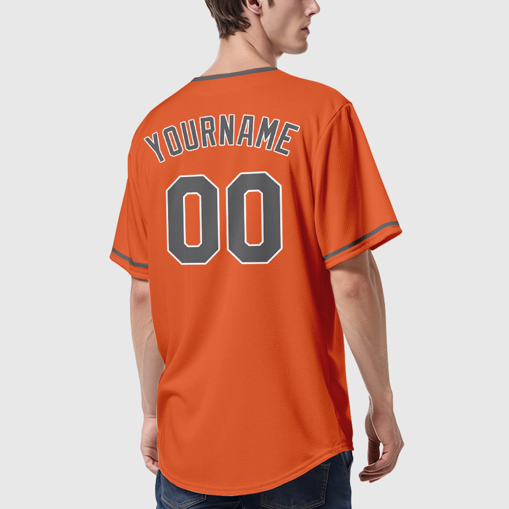 Custom Orange White Steel Gray Collar Sleeve Baseball Jersey