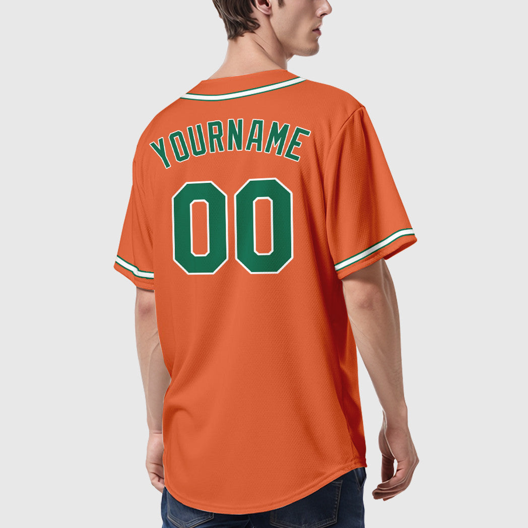 Custom Orange Kelly Green Kelly Green-White Sleeve Baseball Jersey