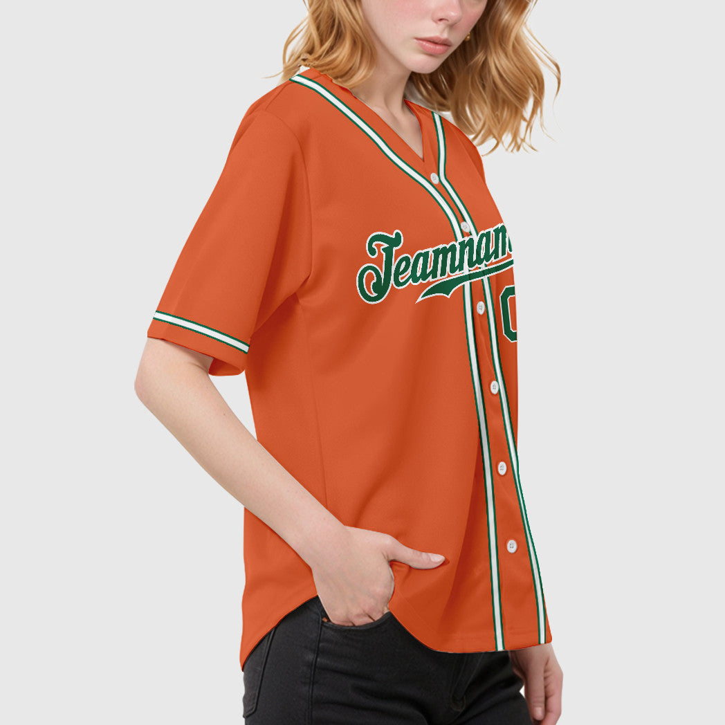 Custom Orange Kelly Green Kelly Green-White Sleeve Baseball Jersey