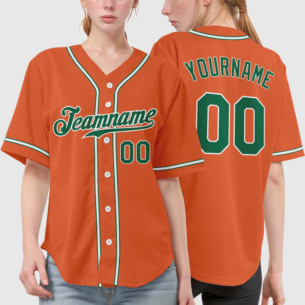 Custom Orange Kelly Green Kelly Green-White Sleeve Baseball Jersey