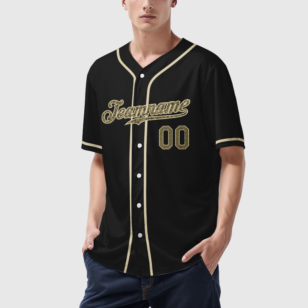 Custom Black Cream Camo-Cream Sleeve Baseball Jersey