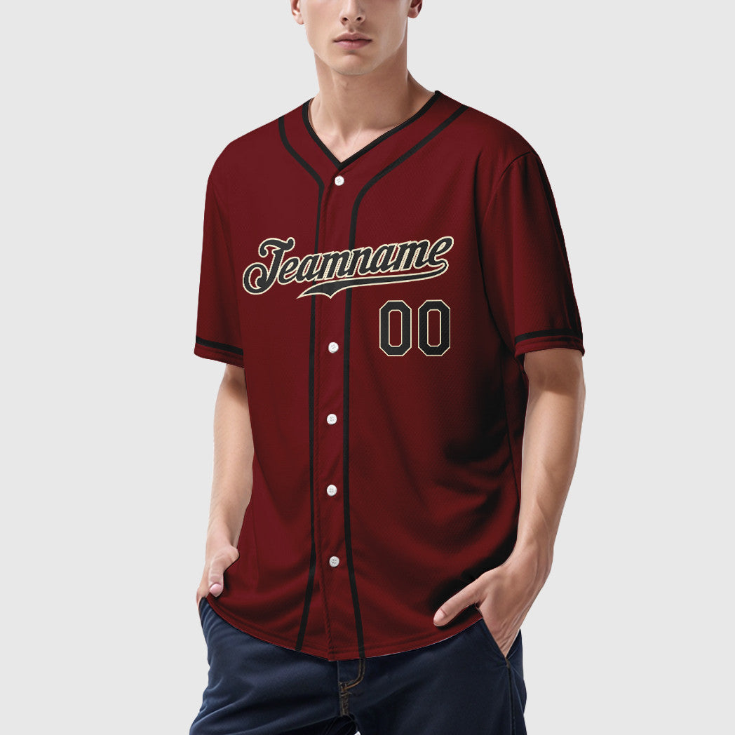 Custom Crimson Cream Black Piping Baseball Jersey