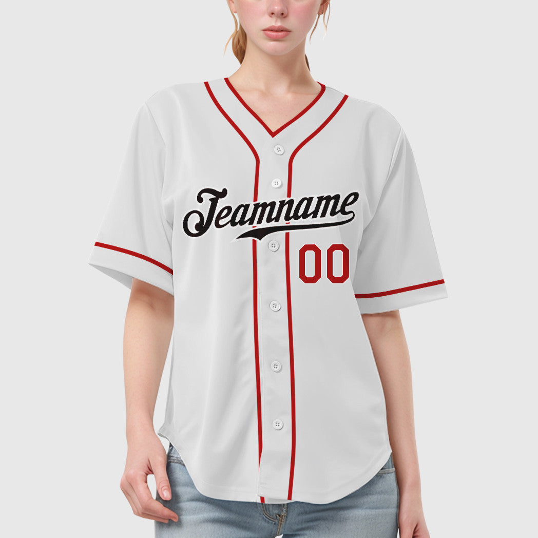 Custom White Brown Red-Brown Piping Baseball Jersey