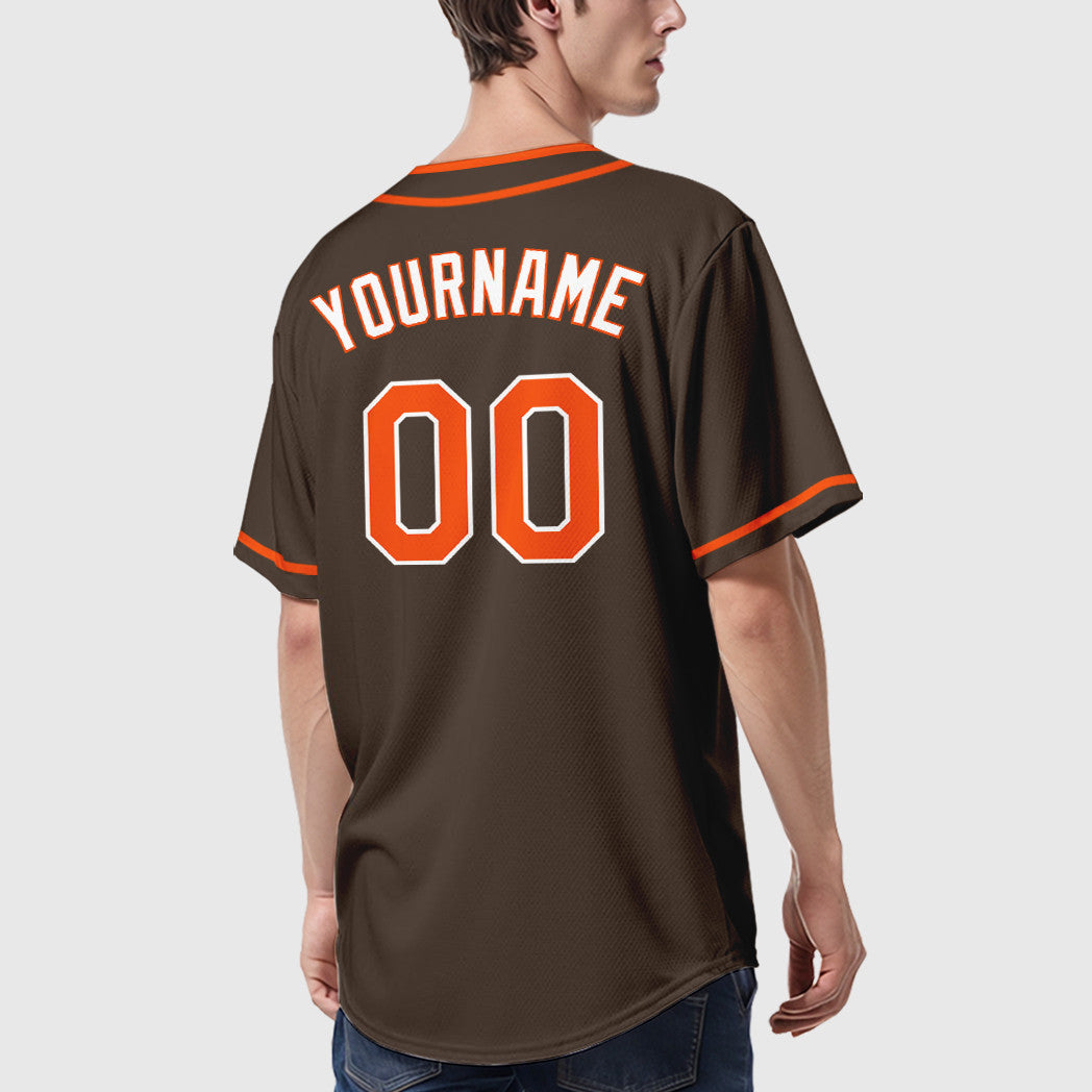 Custom Brown Orange Orange-White Piping Baseball Jersey