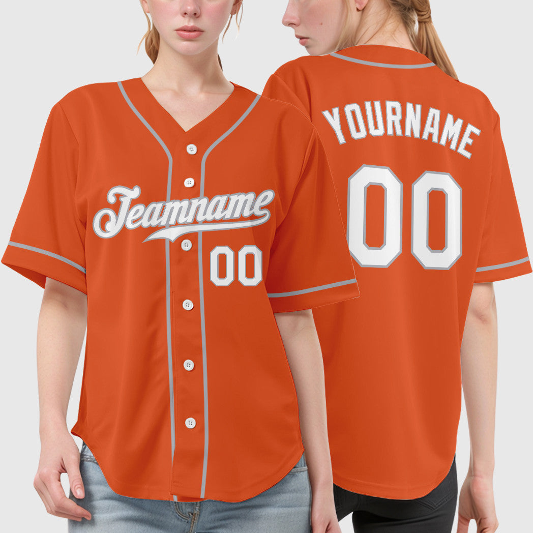 Custom Orange White Gray Sleeve Baseball Jersey