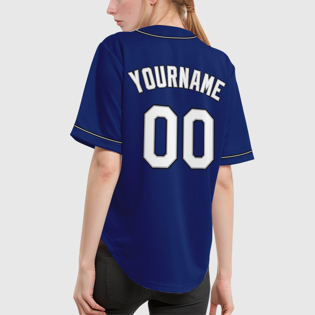 Custom Royal White White Gray-Black Sleeve Baseball Jersey