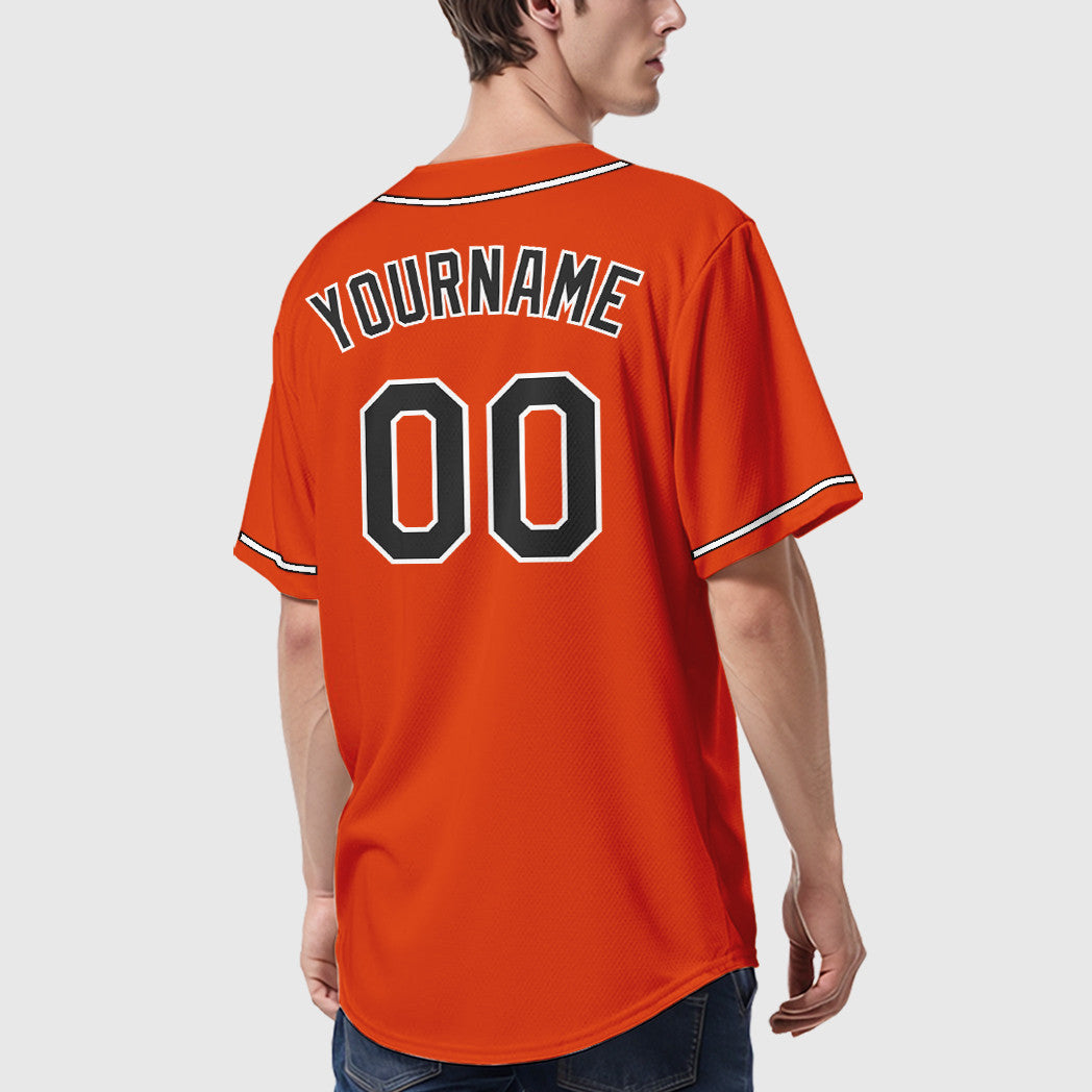 Custom Orange Black Black-White Sleeve Baseball Jersey