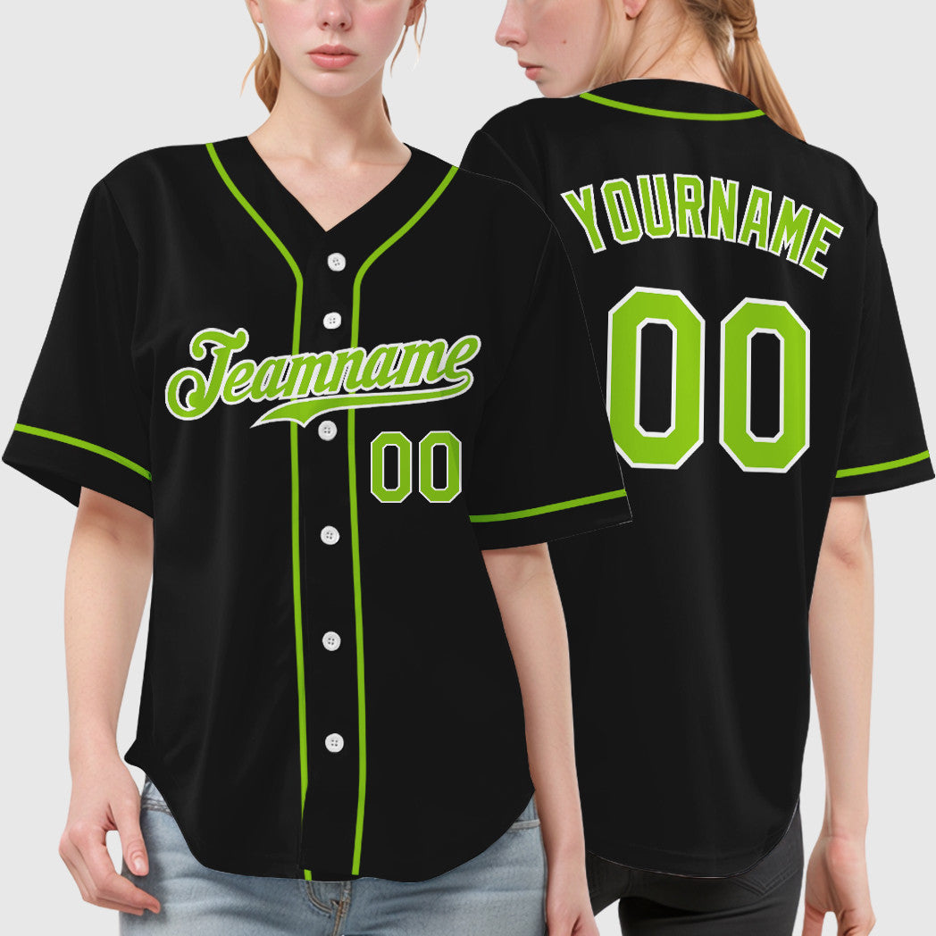 Custom Black Neon Green Neon Green Sleeve Baseball Jersey