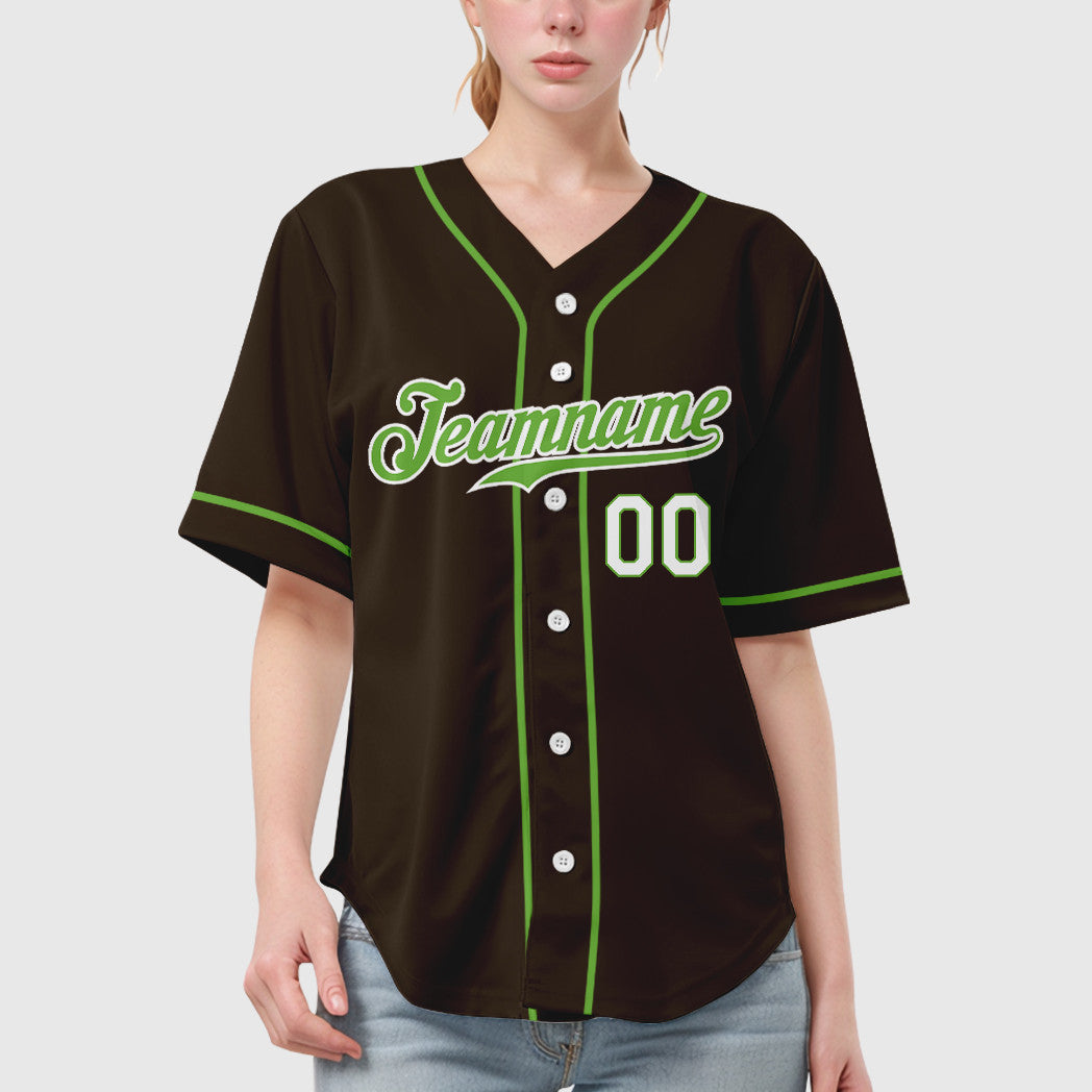 Custom Brown White Neon Green-White Sleeve Baseball Jersey